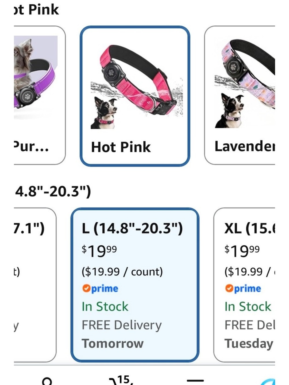 Large Hot Pink Reflective Dog Collar With Built-In AirTag Holder